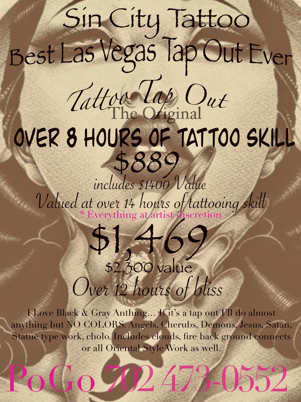 Half Day Tattoo Specials - Sin City Tattoo Shop